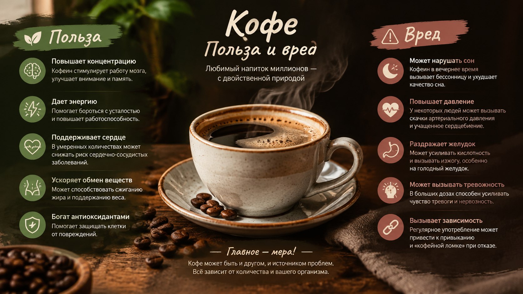 кофе вред и польза для здоровья таблица советы